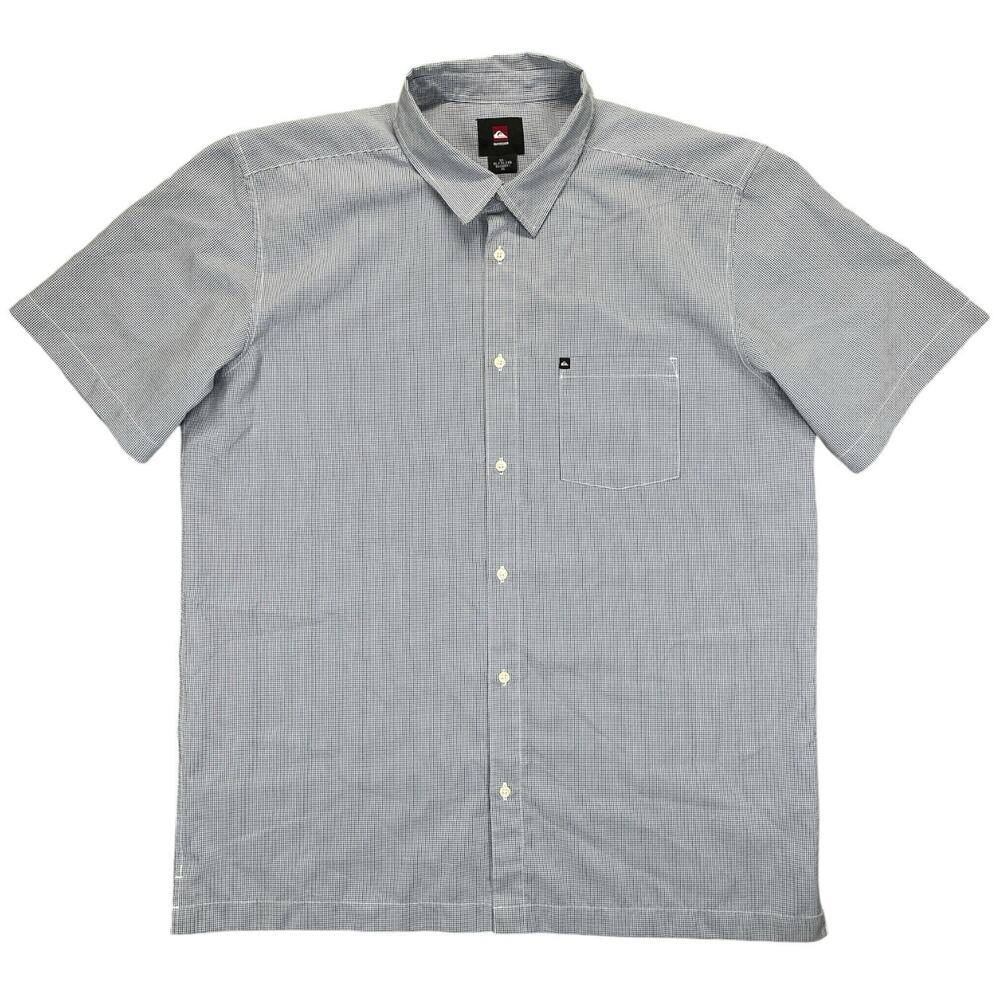 Quiksilver Shirt Mens Extra Large Blue Goff Cove Check Straight Bottom Hem